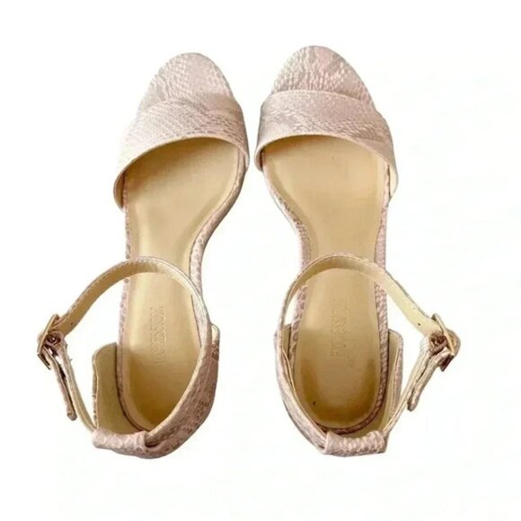 Expression Block Heel Sandals Ankle Straps Pink Cream Snakeskin Size 8 - Picture 6 of 14